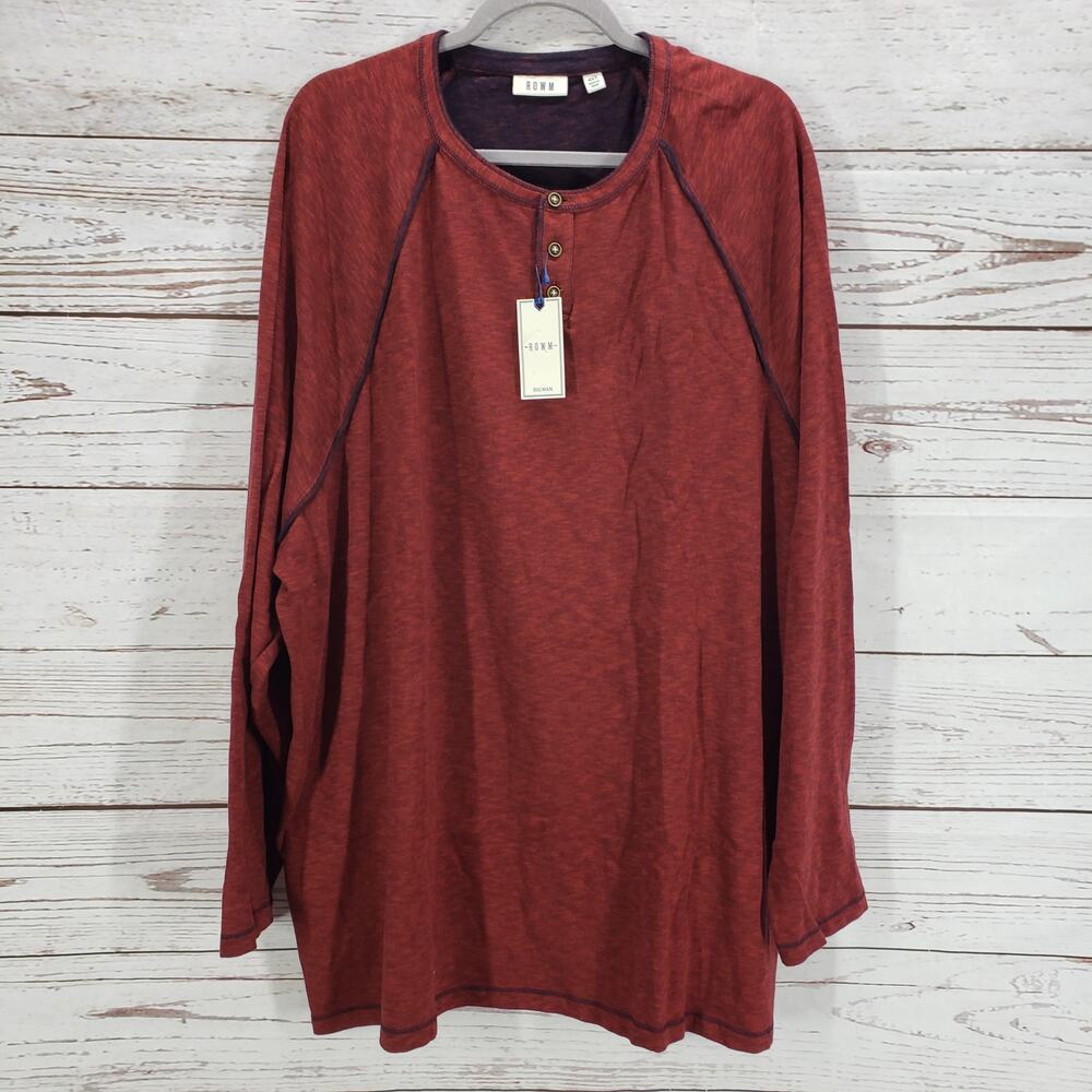 ROWM New Men's Cinnamon Cotton Pullover Long Sleeve Henly Shirt Size 4XT